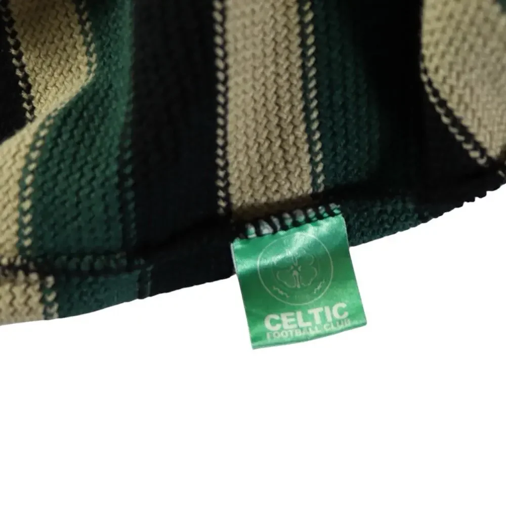 Celtic FC Official Striped Knit Beanie Hat Green Cream Black Acrylic One Size OS